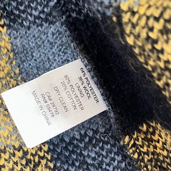 House of Harlow 1968 Blue Yellow Jacket Plaid Wool Short Coat Small - Picture 3 of 5